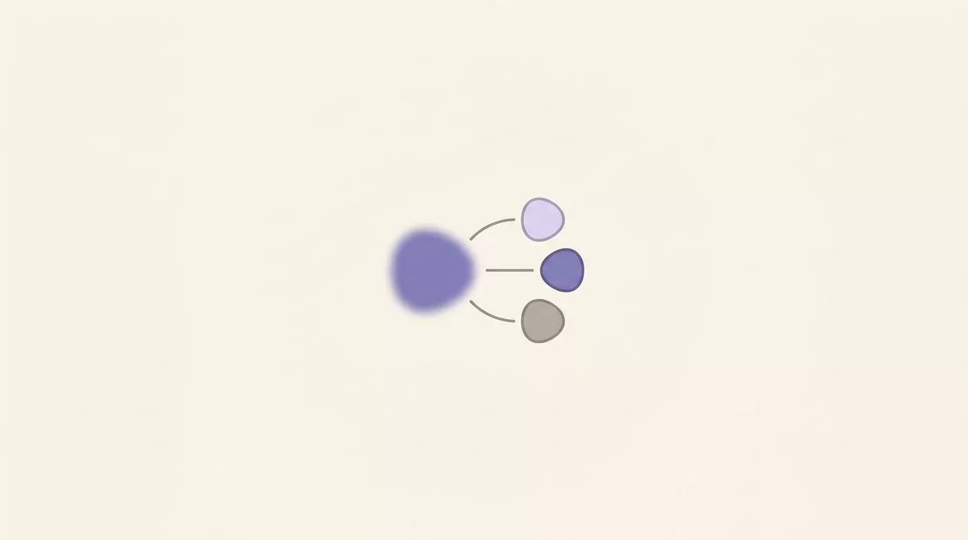 Emotional granularity shown as one blurred feeling separating into three clearly distinct shapes