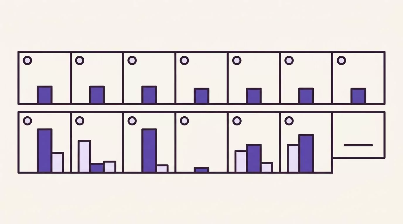 Two week plan grid: seven identical days, then seven varied days plus a capture spot
