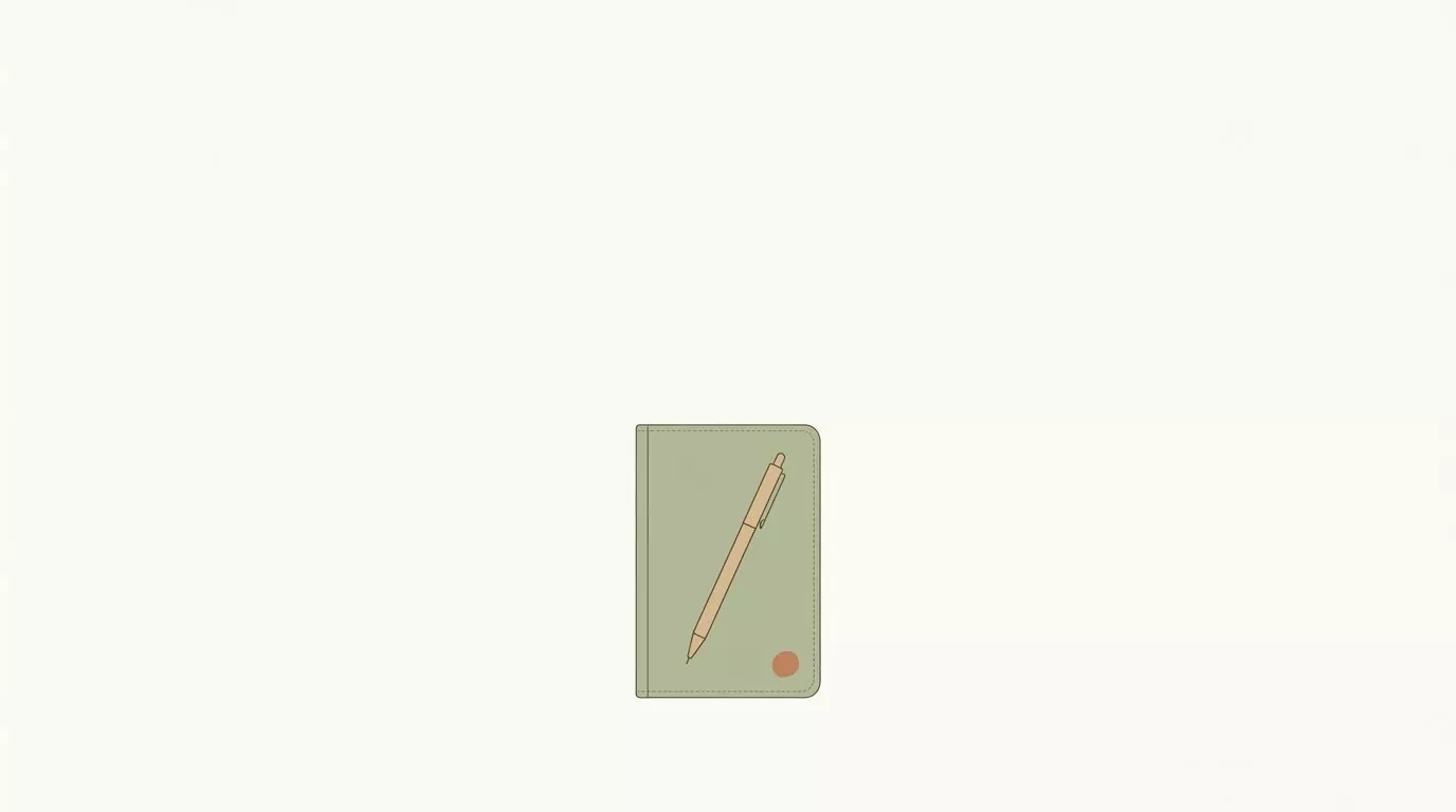 A closed notebook with a pen resting on it, the first step in how to start journaling